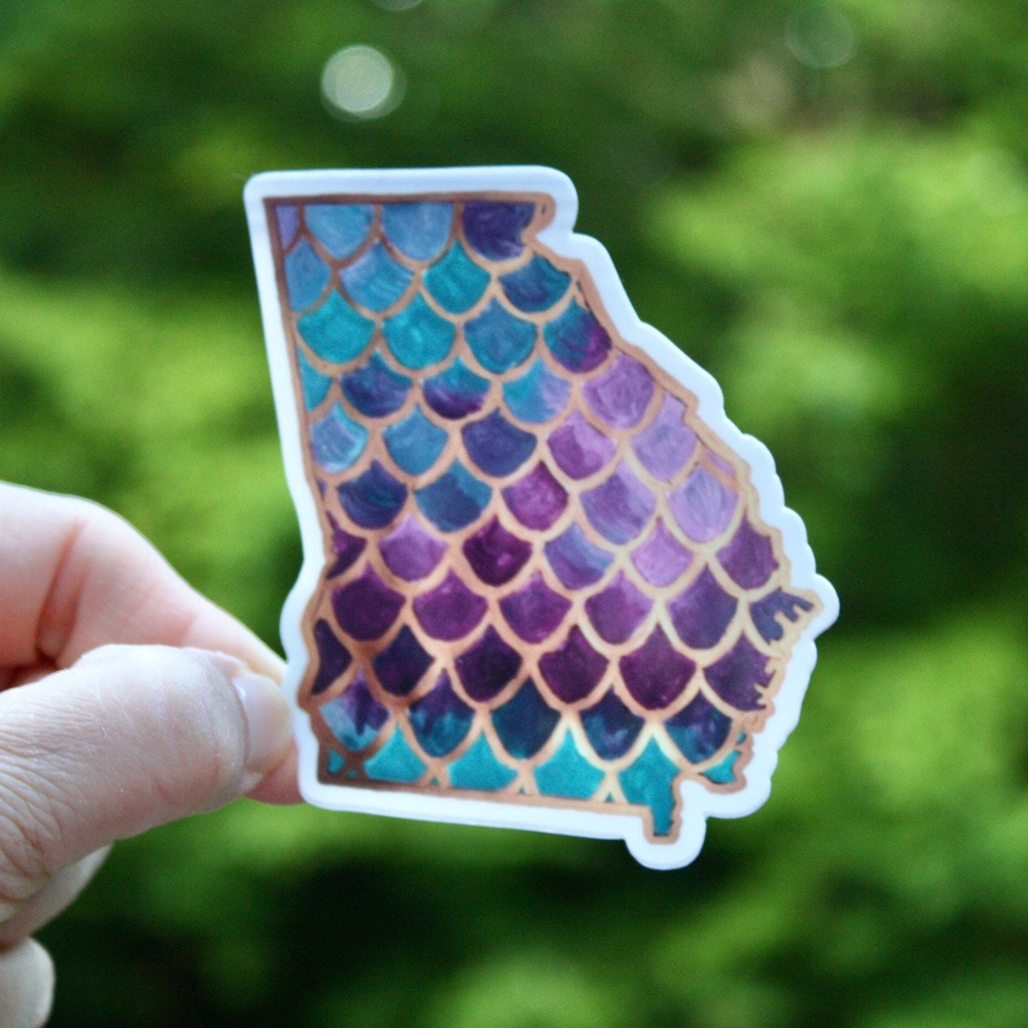 Mermaid Scale Georgia State Shaped Sticker