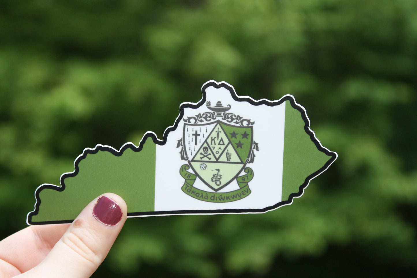 Kappa Delta Sorority Kentucky Shaped Sticker with Crest | 5” Wide