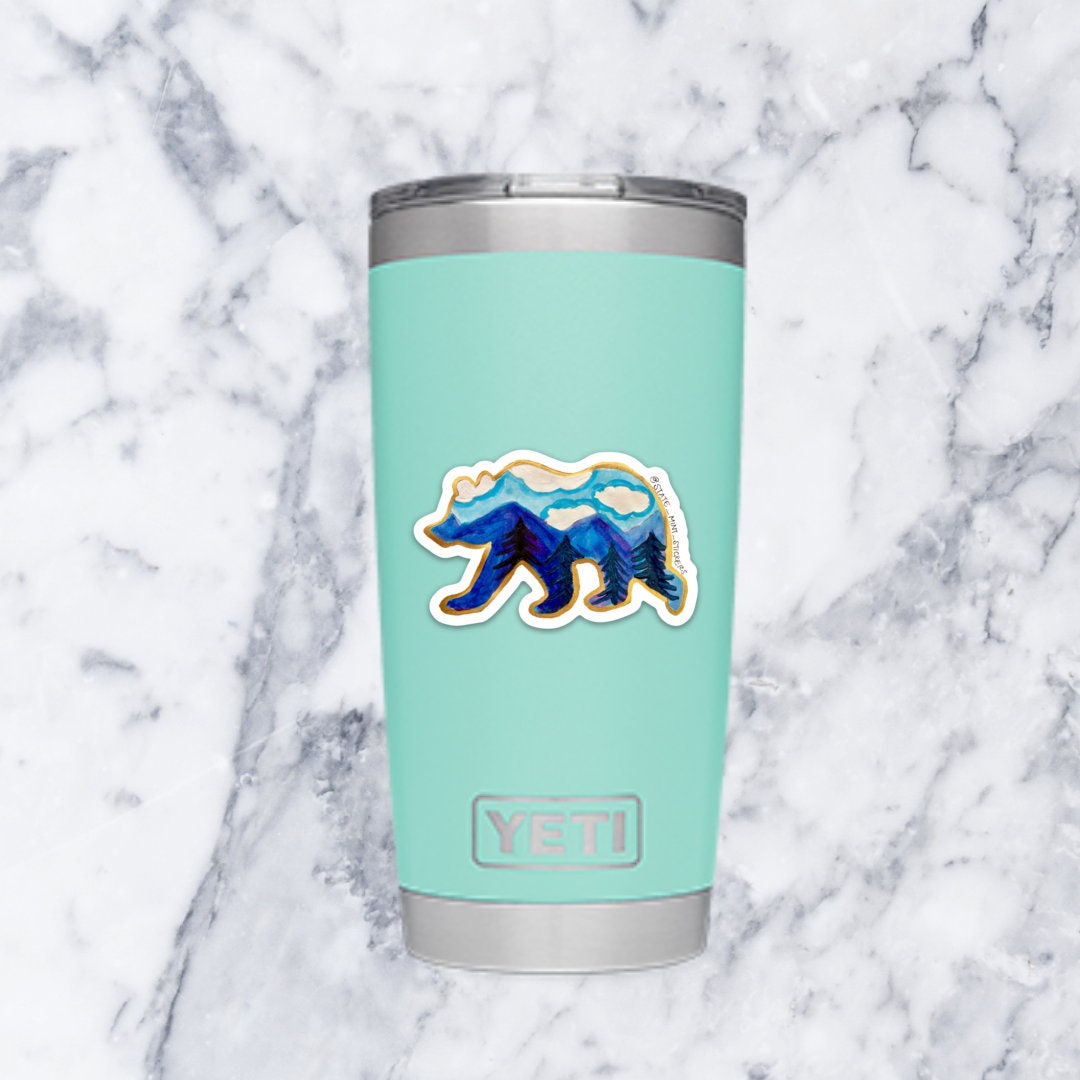 Watercolor Mountain Bear Sticker  / Decal |  Car, Laptop, Mug, Cup, Cooler, Planner waterproof, dishwasher safe, outdoor vinyl, laptop