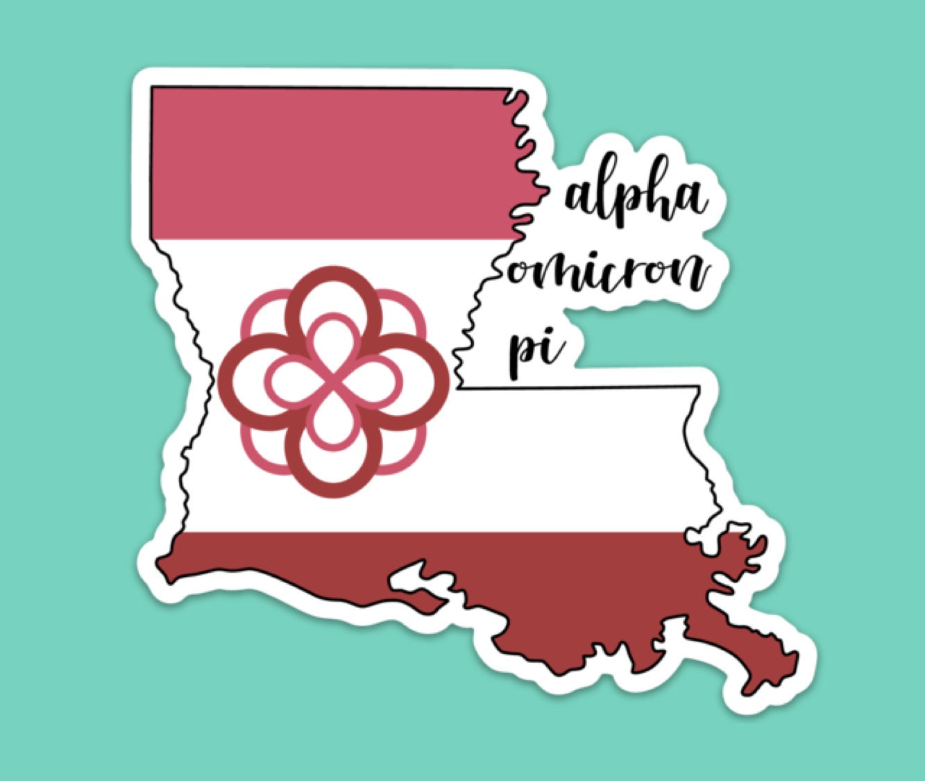 Alpha Omicron Pi Louisiana State Shaped Sorority Stickers