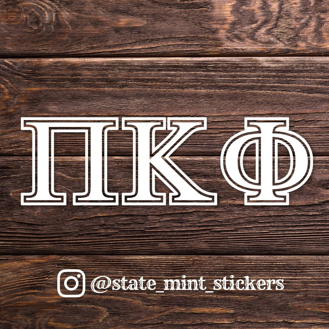 ΠΚΦ Pi Kappa Phi Letters / Decal |  for Car, Laptop, Mug, Cup, Cooler, Planner, vinyl, waterproof, fraternity rush, bid day