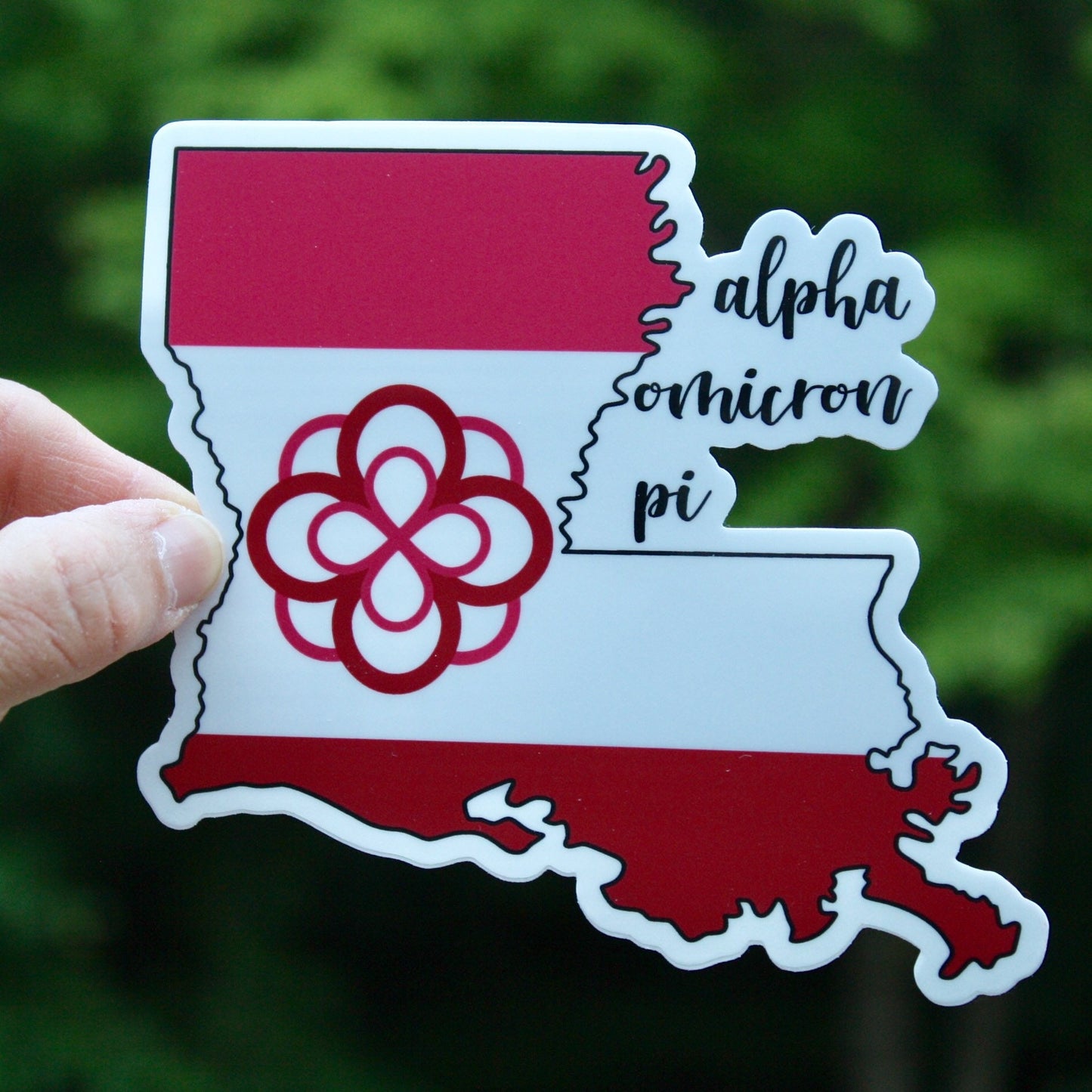 Alpha Omicron Pi Louisiana State Shaped Sorority Stickers