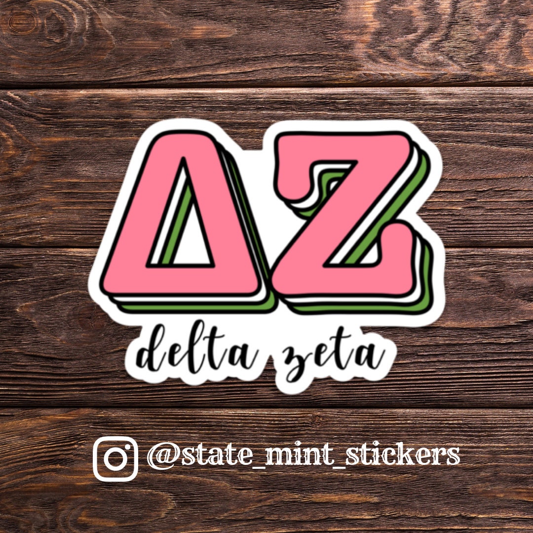 ΔZ Delta Zeta Sorority Sticker | Layered Letters sticker, decal, waterproof, dishwasher safe, for water bottle, laptop, yeti cooler, car