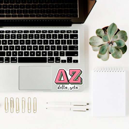 ΔZ Delta Zeta Sorority Sticker | Layered Letters sticker, decal, waterproof, dishwasher safe, for water bottle, laptop, yeti cooler, car
