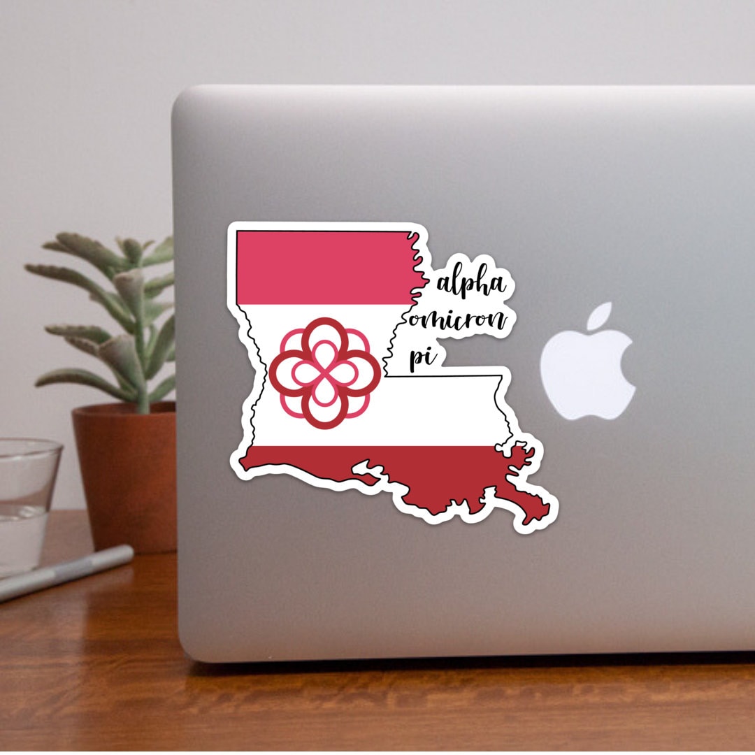 Alpha Omicron Pi Louisiana State Shaped Sorority Stickers