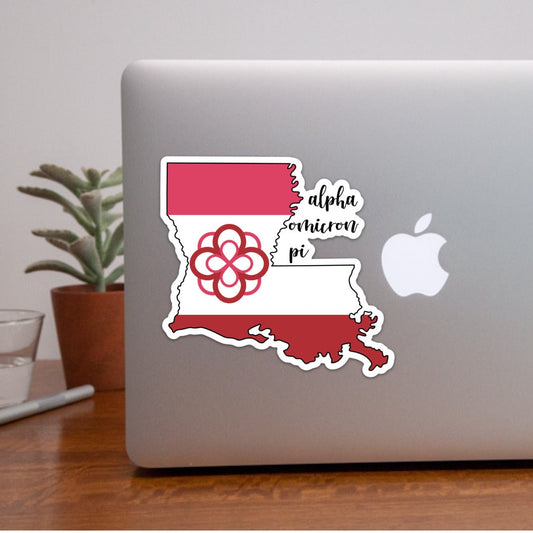 Alpha Omicron Pi Louisiana State Shaped Sorority Stickers