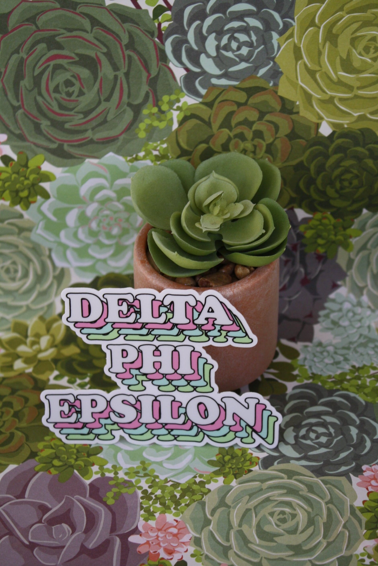 Delta Phi Epsilon Colorful Layers Sticker  | 4" Wide  / Decal |  for Car, Laptop, Mug, Cup, Cooler, Planner