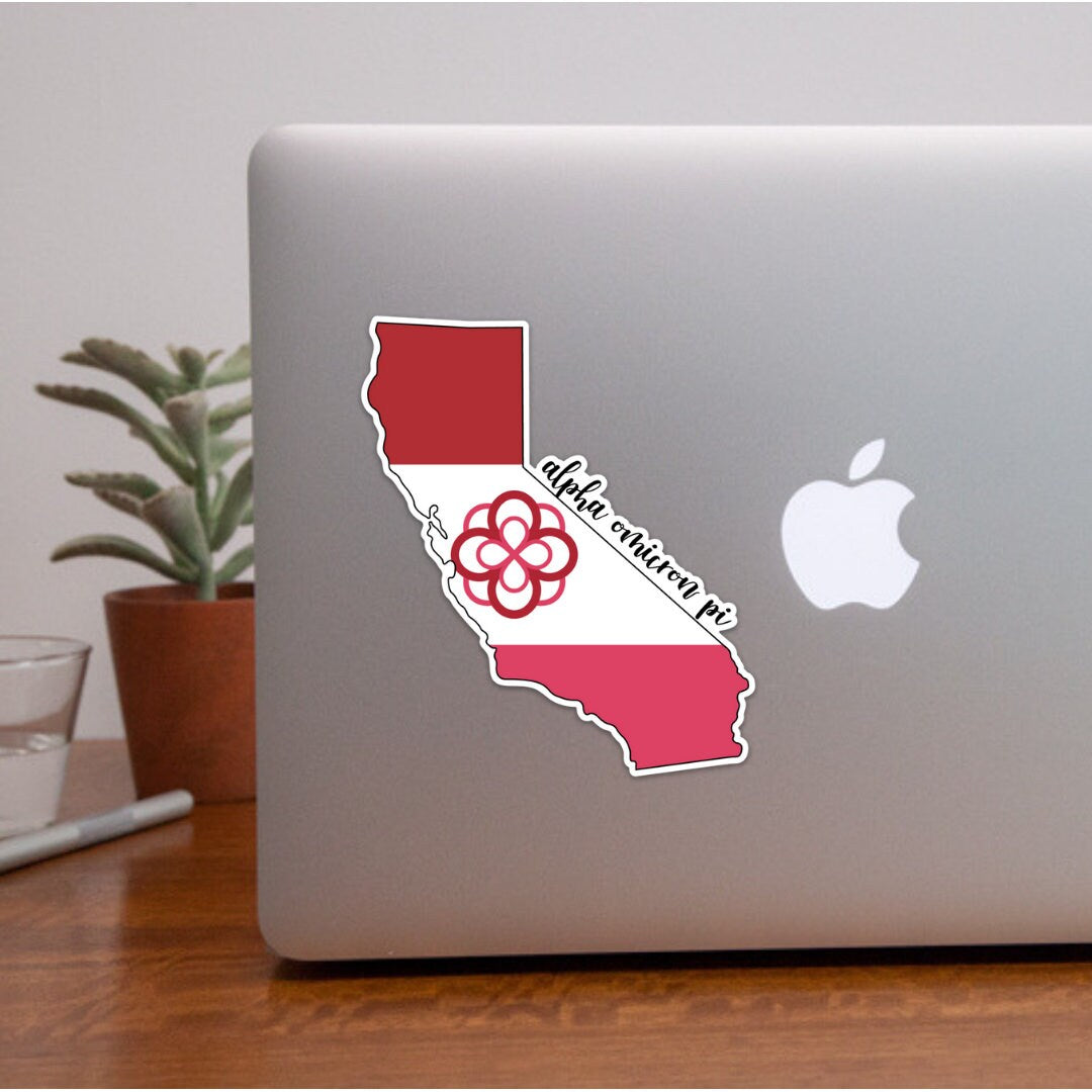 Alpha Omicron Pi Sorority Stickers California State Shaped