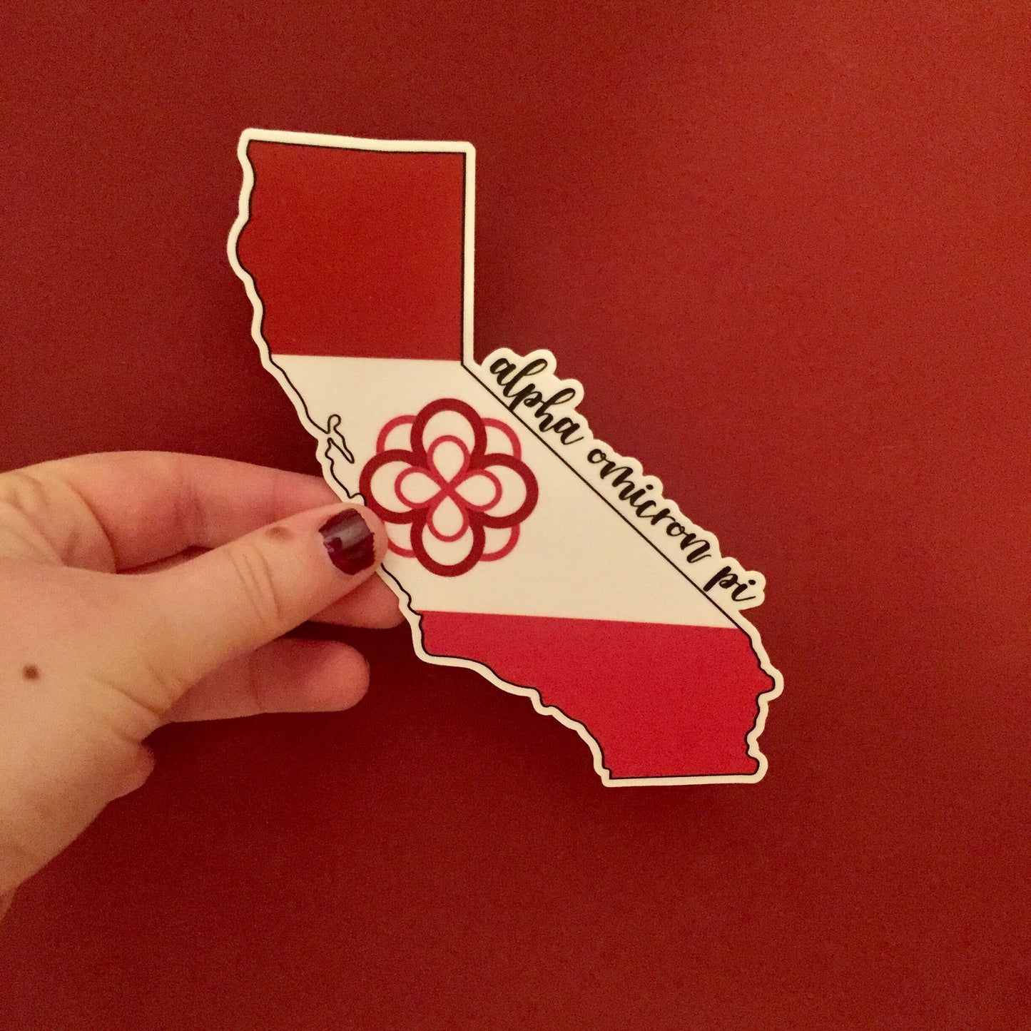 Alpha Omicron Pi Sorority Stickers California State Shaped