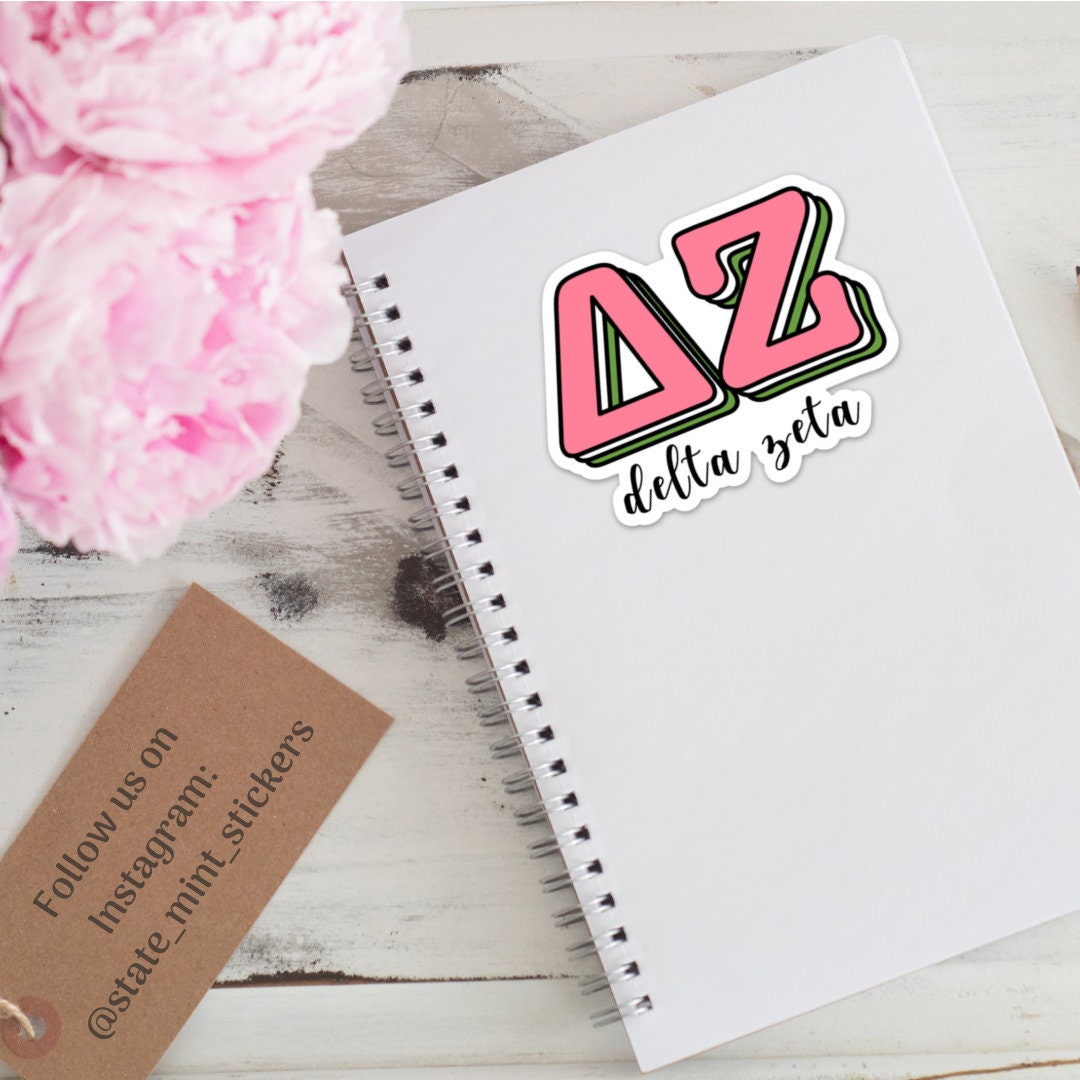 ΔZ Delta Zeta Sorority Sticker | Layered Letters sticker, decal, waterproof, dishwasher safe, for water bottle, laptop, yeti cooler, car