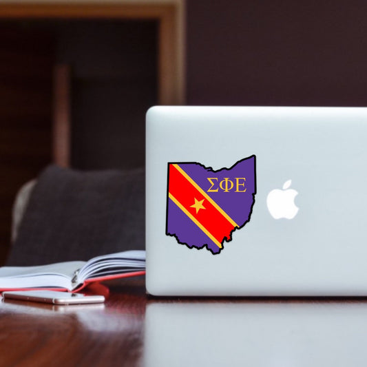 Sigma Phi Epsilon Fraternity Ohio State-Shaped Sticker  / Decal |  for Car, Laptop, Mug, Cup, Cooler, Planner