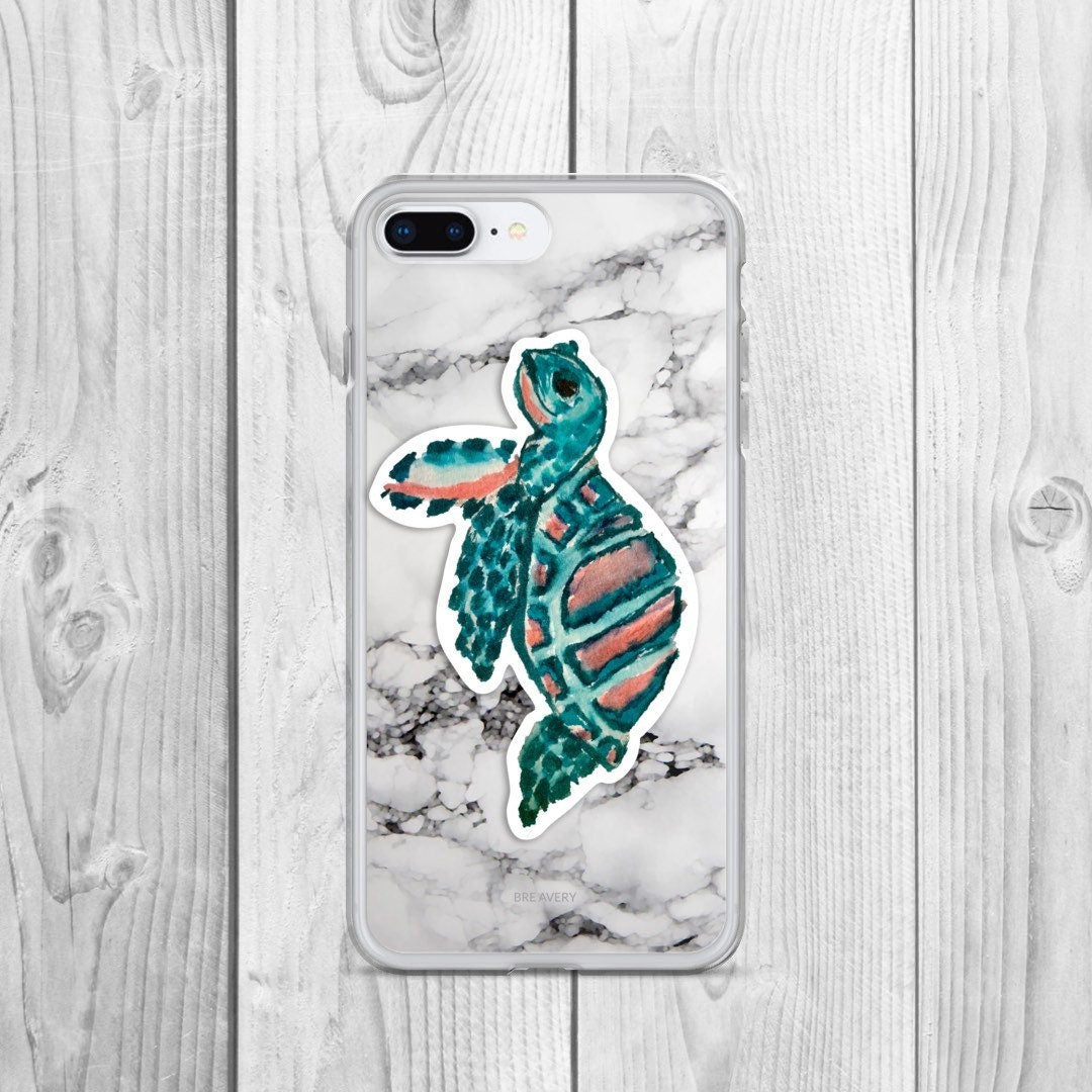 Watercolor Sea Turtle Sticker | for Delta Zeta, save the turtles, pink turtle, green turtle, laptop, water bottle, car, waterproof