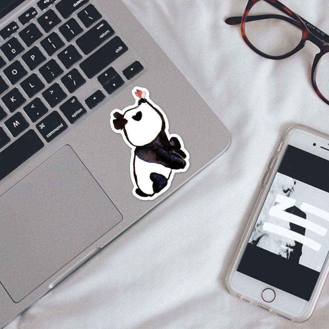 Panda Sticker | for Alpha Omicron Pi or any panda bear lover, AOII sister, alpha omicron pi gift, panda butterfly, car, laptop, yeti