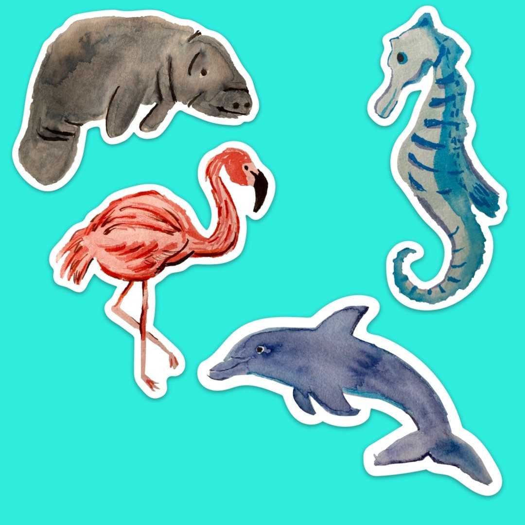 Watercolor Bottlenose Dolphin Sticker  / Decal |  for Car, Laptop, Mug, Cup, Cooler, Planner, watercolor, waterproof, dishwasher safe, vinyl