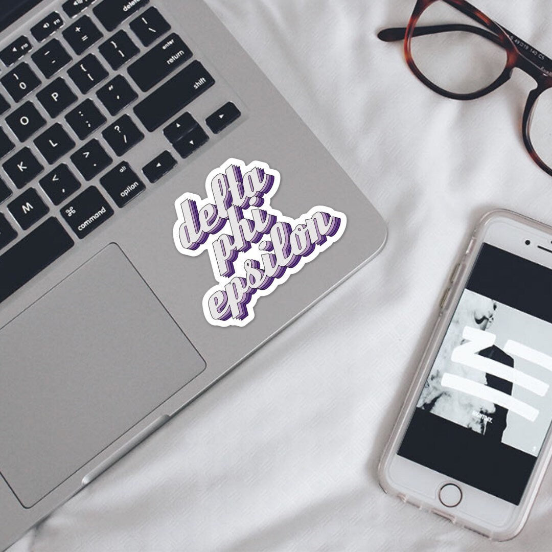 Delta Phi Epsilon Sorority Purple Layers Sticker / Vinyl | 3" Tall, Waterproof  / Decal |  for Car, Laptop, Mug, Cup, Cooler, Planner