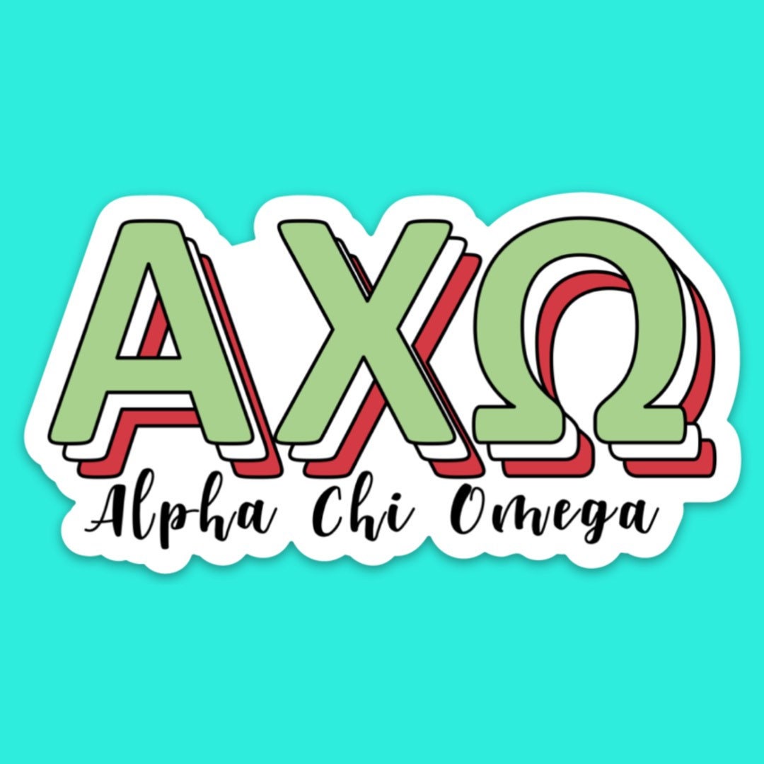Alpha Chi Omega Sorority Layered Letters Sticker  / Decal |  for Car, Laptop, Mug, Cup, Cooler, Planner, big little, bid day basket, axo