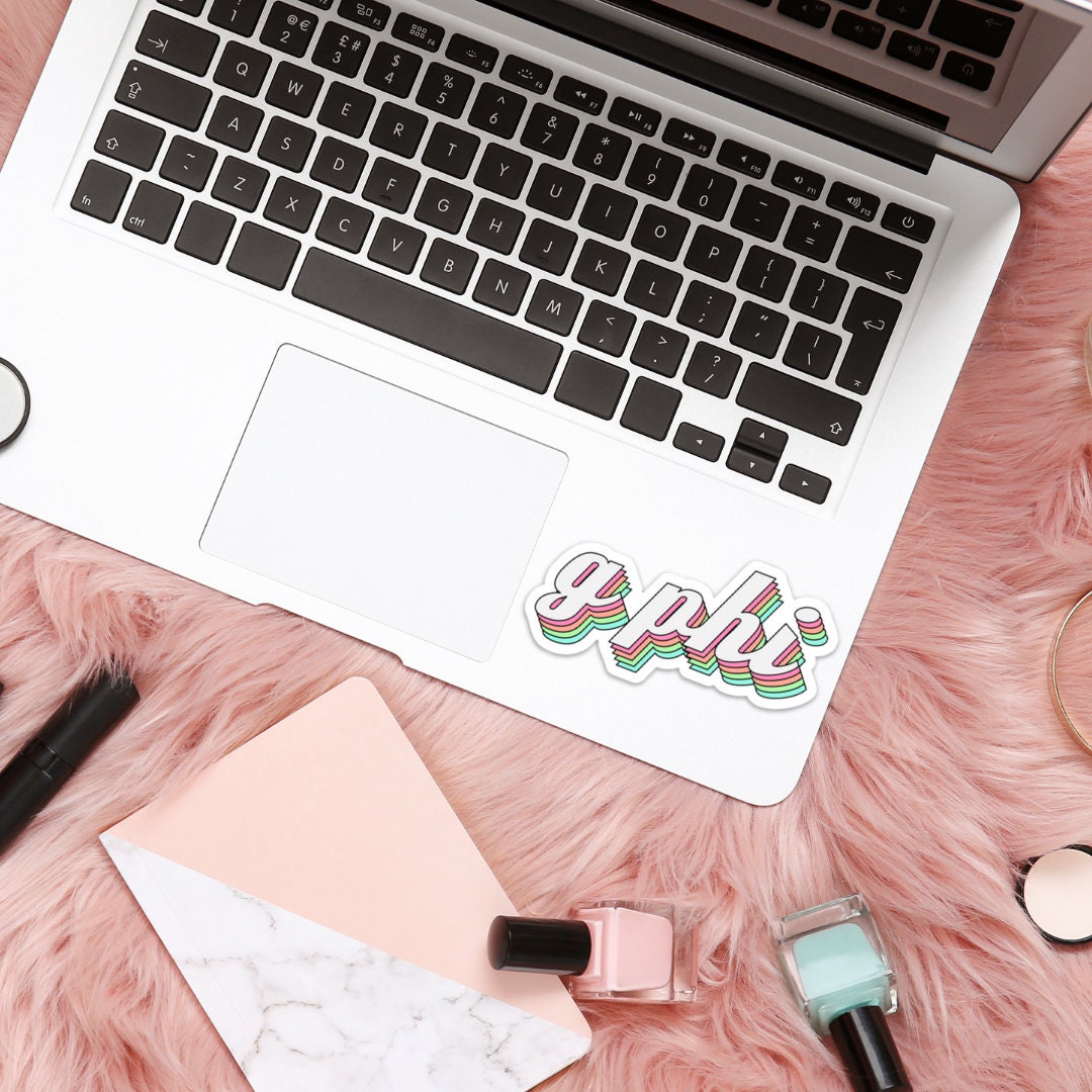 Gamma Phi Beta Pink Retro Rainbow Sticker | Official Licensed Product  | 3.5" Wide