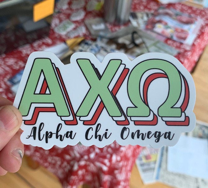 Alpha Chi Omega Sorority Layered Letters Sticker  / Decal |  for Car, Laptop, Mug, Cup, Cooler, Planner, big little, bid day basket, axo