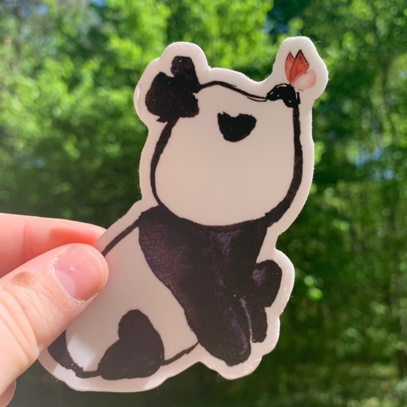 Panda Sticker | for Alpha Omicron Pi or any panda bear lover, AOII sister, alpha omicron pi gift, panda butterfly, car, laptop, yeti