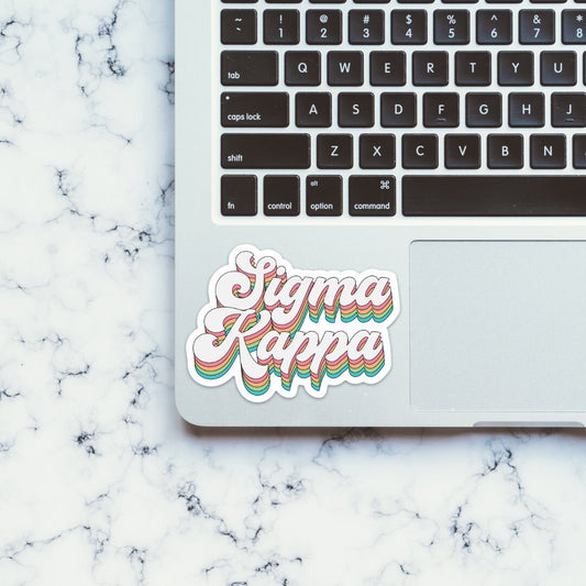 Sigma Kappa Sorority Groovy Rainbow Sticker for Car, Laptop, Water Bottle | Perfect for Bid Day Bags, Big Little Reveal, Bulk Order
