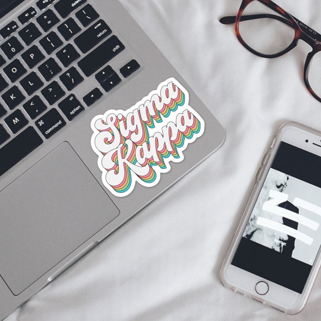 Sigma Kappa Sorority Groovy Rainbow Sticker for Car, Laptop, Water Bottle | Perfect for Bid Day Bags, Big Little Reveal, Bulk Order