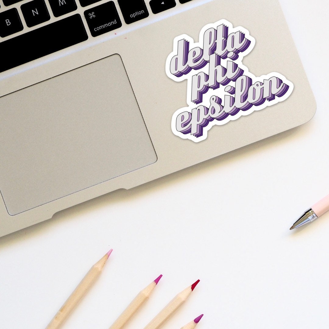 Delta Phi Epsilon Sorority Purple Layers Sticker / Vinyl | 3" Tall, Waterproof  / Decal |  for Car, Laptop, Mug, Cup, Cooler, Planner