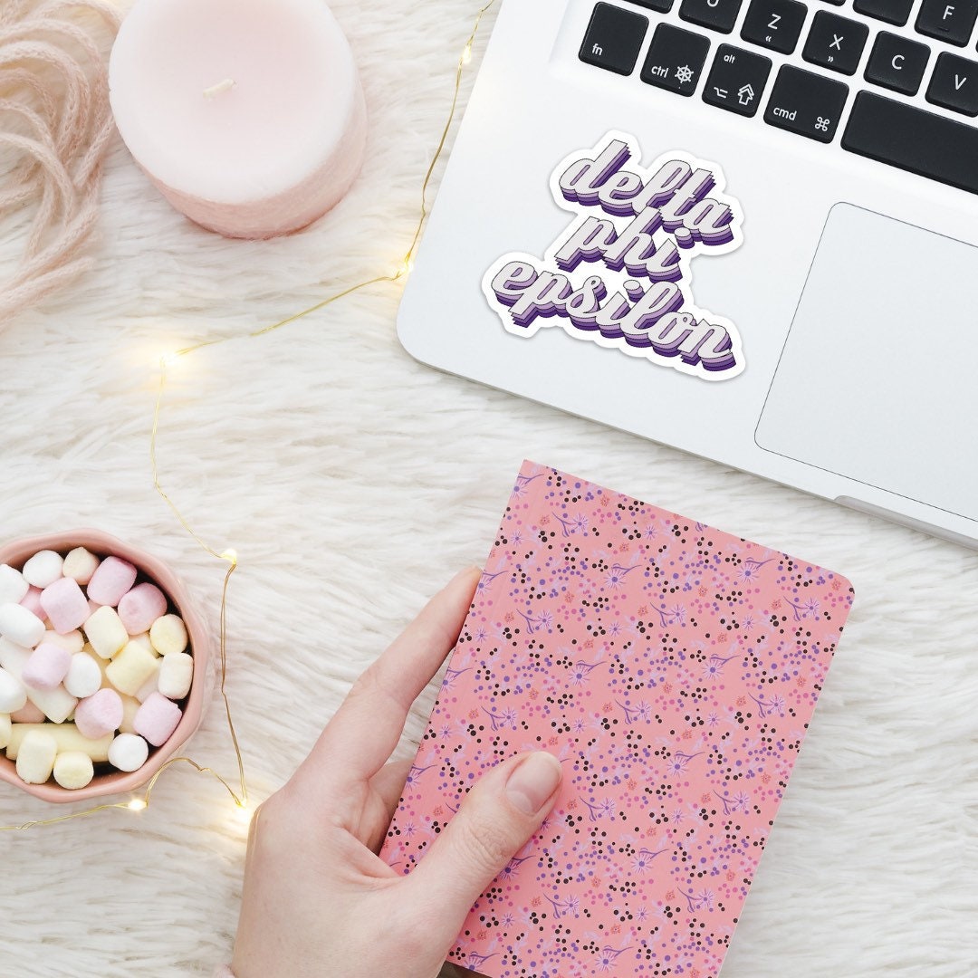 Delta Phi Epsilon Sorority Purple Layers Sticker / Vinyl | 3" Tall, Waterproof  / Decal |  for Car, Laptop, Mug, Cup, Cooler, Planner