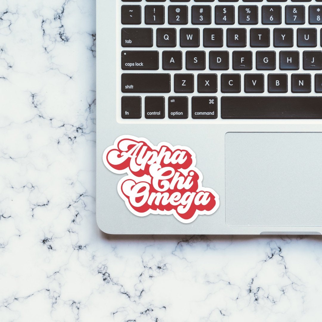 Alpha Chi Omega Sorority Retro Groovy Sticker for big little, reveal, basket, gift, custom, bulk, laptop, car, water bottle, dishwasher safe