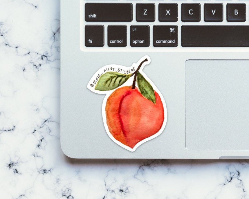 Georgia Peach Sticker | state of georgia symbol, peach growers, agriculture, fruit sticker, watercolor painting, viny sticker, decal