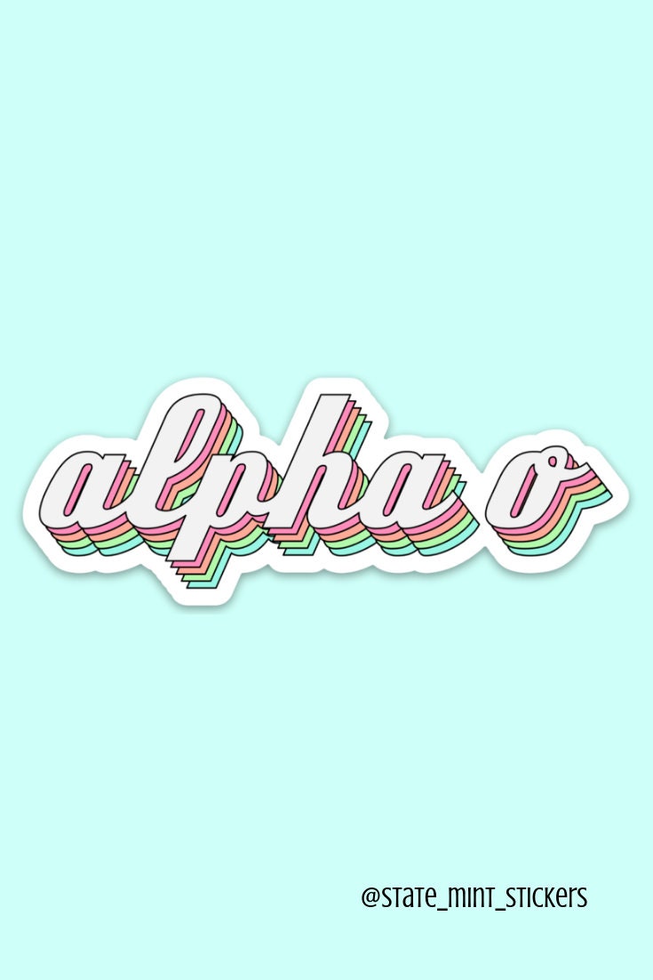 Alpha Omicron Pi Sorority Pastel Rainbow Sticker "Alpha O"  | 4" Wide