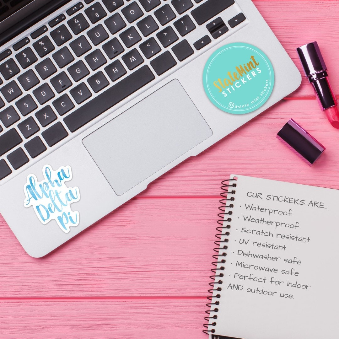 Alpha Delta Pi Blue Watercolor Sorority Sticker | 3.5" Tall  / Decal |  for Car, Laptop, Mug, Cup, Cooler, Planner