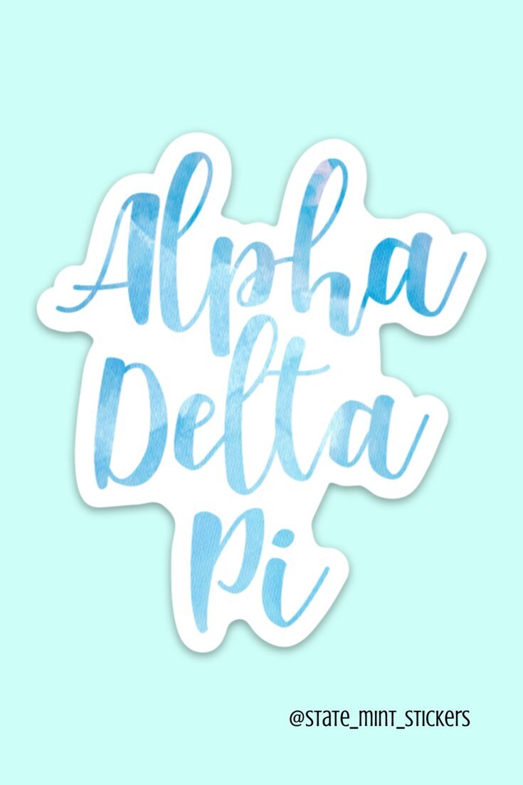 Alpha Delta Pi Blue Watercolor Sorority Sticker | 3.5" Tall  / Decal |  for Car, Laptop, Mug, Cup, Cooler, Planner