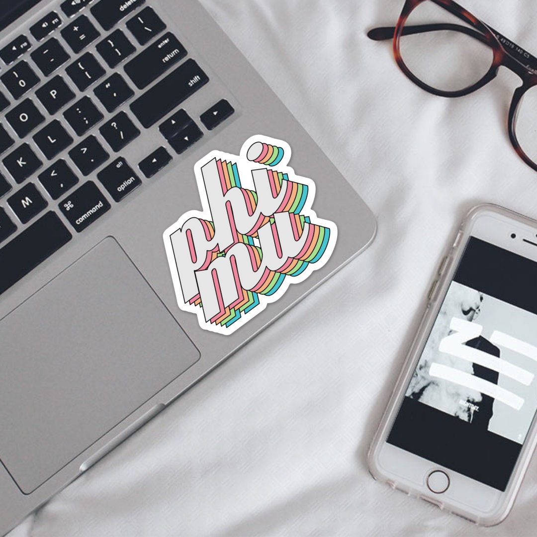 Phi Mu Sorority Pastel Rainbow Sticker / Decal | 4" Wide  |  for Car, Laptop, Mug, Cup, Cooler, Planner
