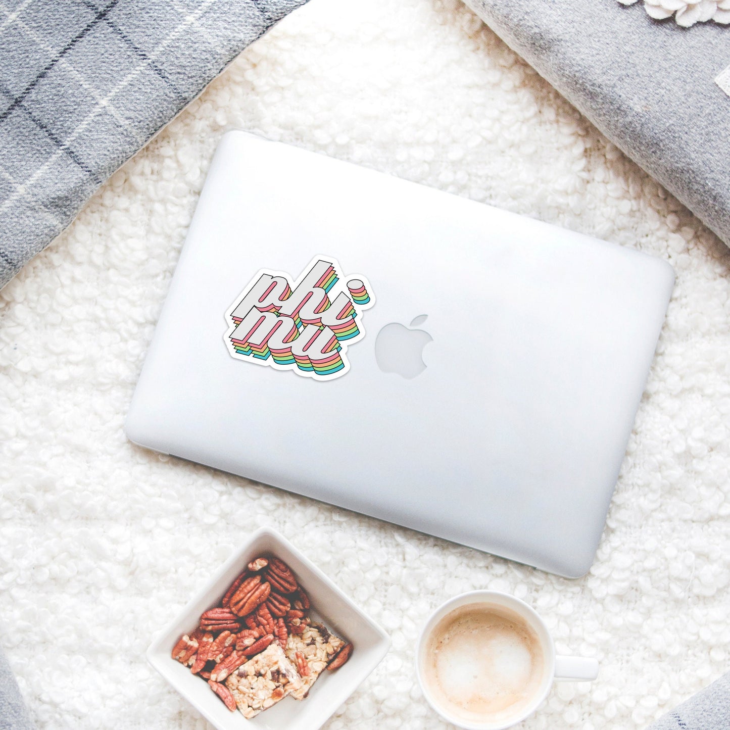 Phi Mu Sorority Pastel Rainbow Sticker / Decal | 4" Wide  |  for Car, Laptop, Mug, Cup, Cooler, Planner