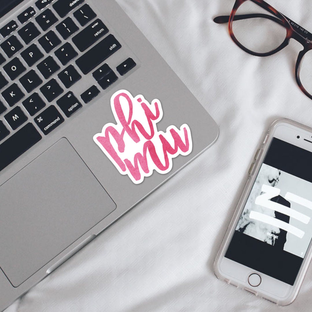 Phi Mu Pink Watercolor Sorority Sticker / Decal | 3.5" Tall