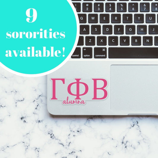Gamma Phi Beta Sorority Greek Letters Alumna Sticker  / Decal |  for Car, Laptop, Mug, Cup, Cooler, Planner