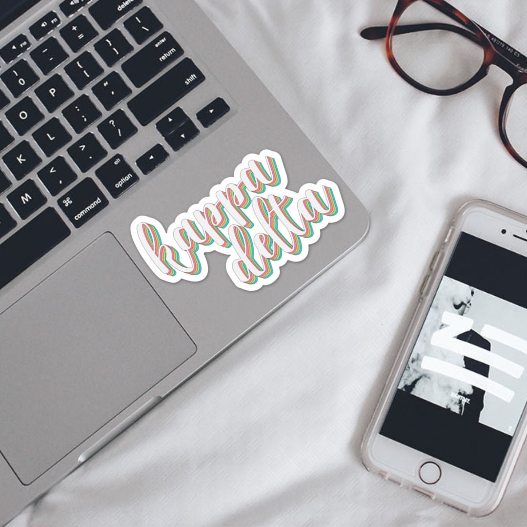Kappa Delta Curly Rainbow Sticker  | 4" Wide  / Decal |  for Car, Laptop, Mug, Cup, Cooler, Planner