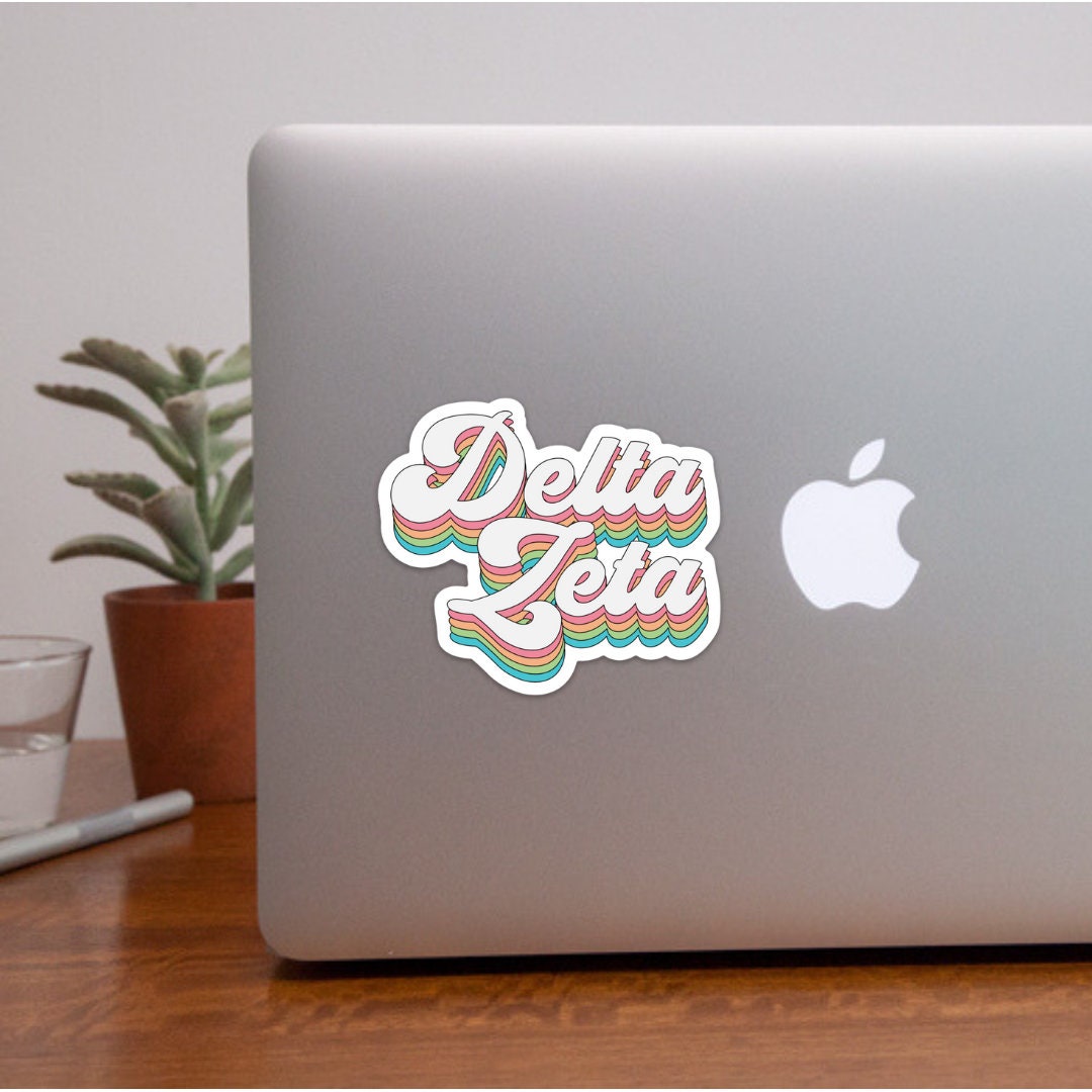 Delta Zeta Groovy Rainbow Sticker / Decal  | 4" Wide or 2" Wide  / Decal |  for Car, Laptop, Mug, Cup, Cooler, Planner