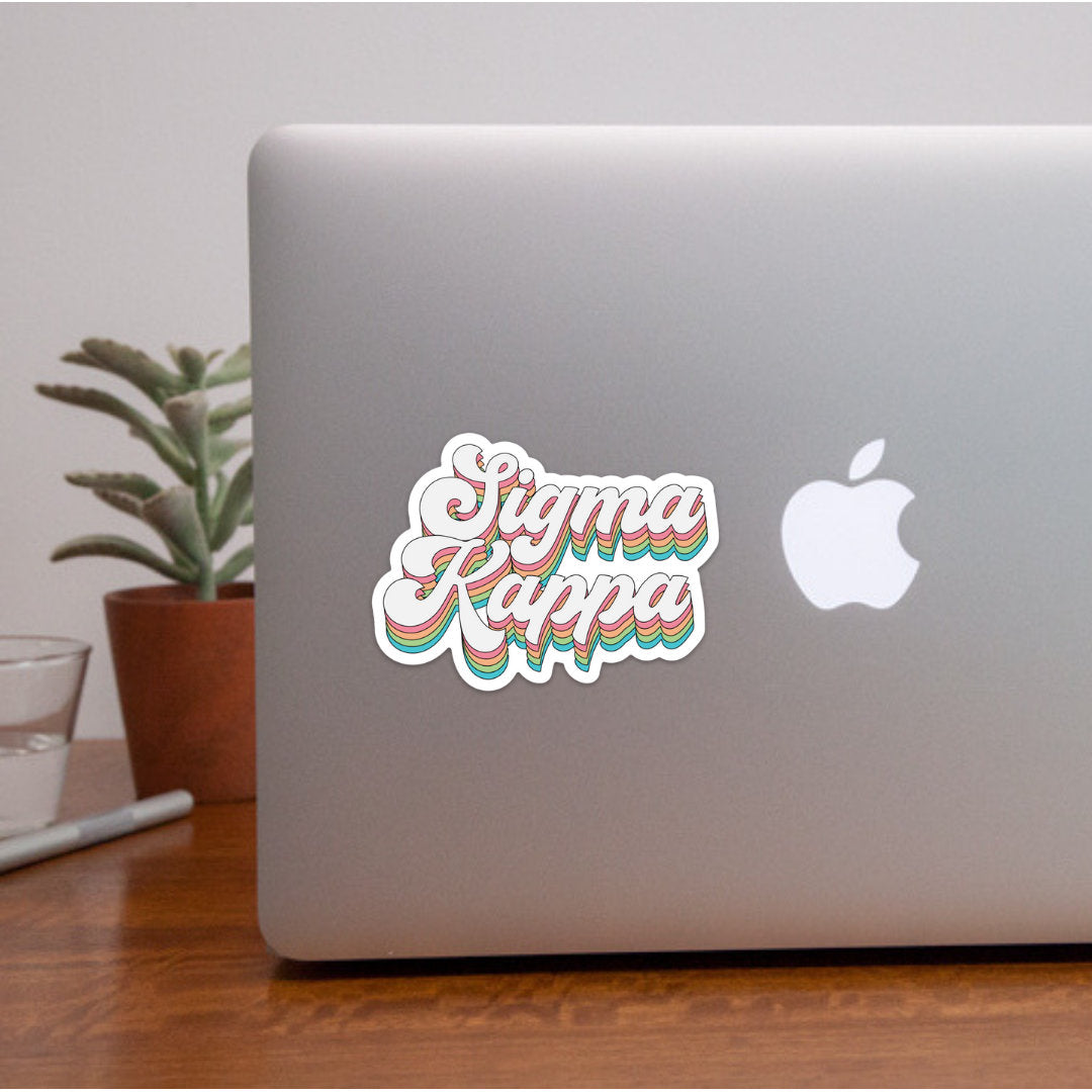 Sigma Kappa Sorority Groovy Rainbow Sticker for Car, Laptop, Water Bottle | Perfect for Bid Day Bags, Big Little Reveal, Bulk Order
