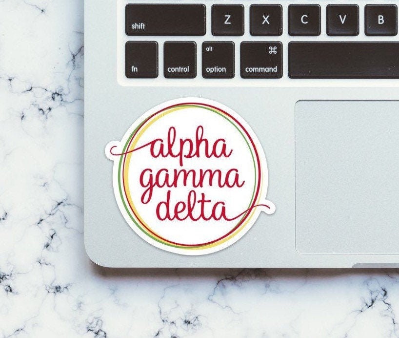 Alpha Gamma Delta Sorority Red, Buff and Green New Logo Sticker