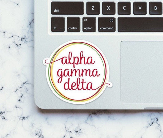 Alpha Gamma Delta Sorority Red, Buff and Green New Logo Sticker