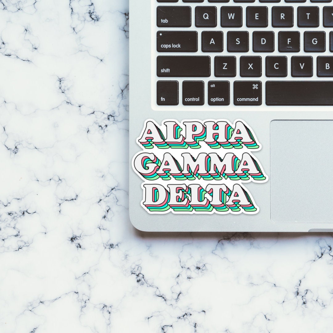 Alpha Gamma Delta Neon Skinny Layers Sticker  | 4" Wide | big little sticker, bid day, big little basket, custom sorority, laptop sticker