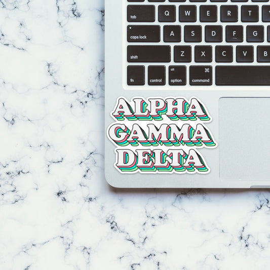 Alpha Gamma Delta Neon Skinny Layers Sticker  | 4" Wide | big little sticker, bid day, big little basket, custom sorority, laptop sticker