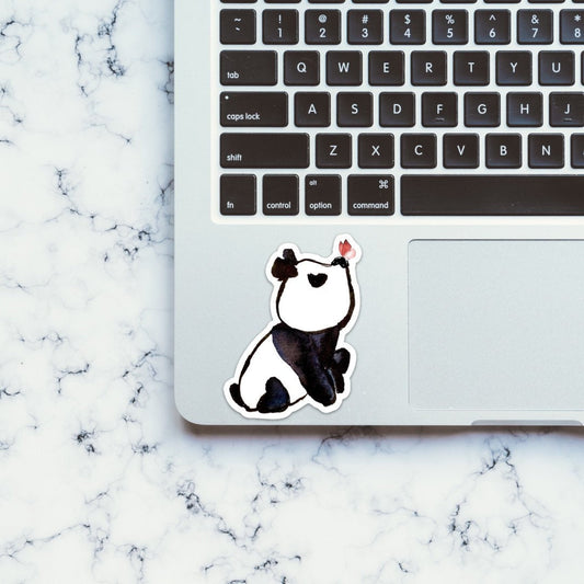 Panda Sticker | for Alpha Omicron Pi or any panda bear lover, AOII sister, alpha omicron pi gift, panda butterfly, car, laptop, yeti