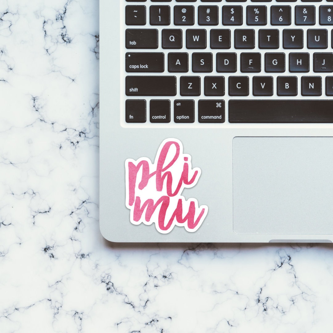 Phi Mu Pink Watercolor Sorority Sticker / Decal | 3.5" Tall