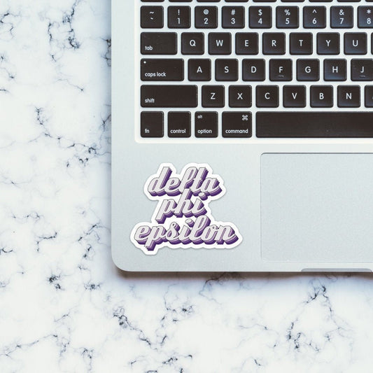 Delta Phi Epsilon Sorority Purple Layers Sticker / Vinyl | 3" Tall, Waterproof  / Decal |  for Car, Laptop, Mug, Cup, Cooler, Planner