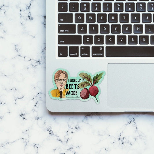 Dwight Schrute The Office I Woke Up in Beets Mode Laptop Sticker