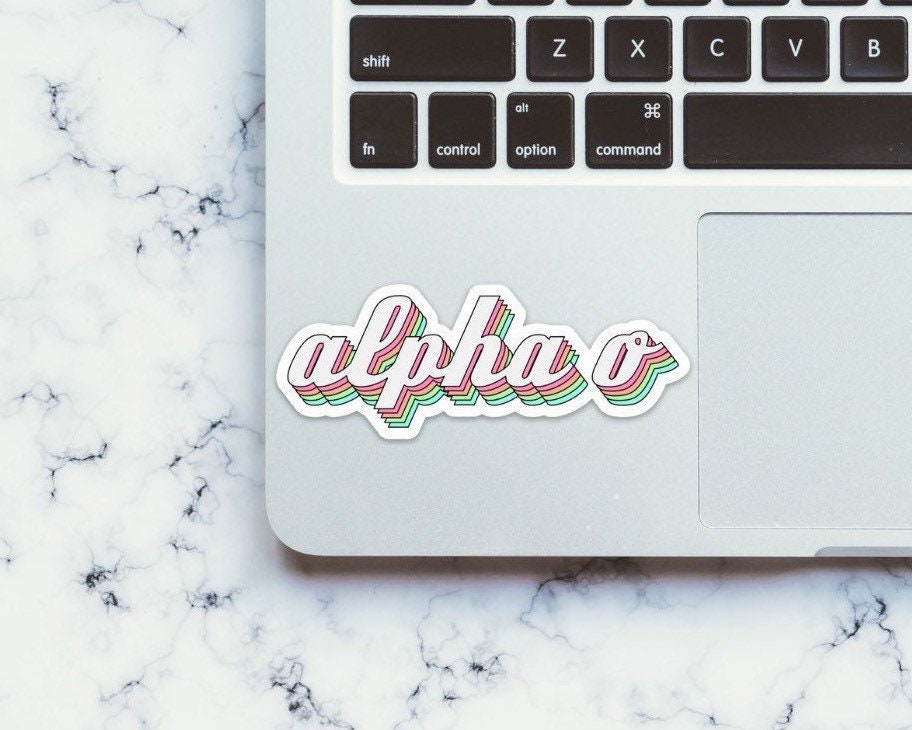 Alpha Omicron Pi Sorority Pastel Rainbow Sticker "Alpha O"  | 4" Wide