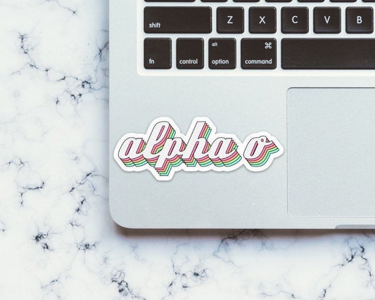 Alpha Omicron Pi Sorority Pastel Rainbow Sticker "Alpha O"  | 4" Wide
