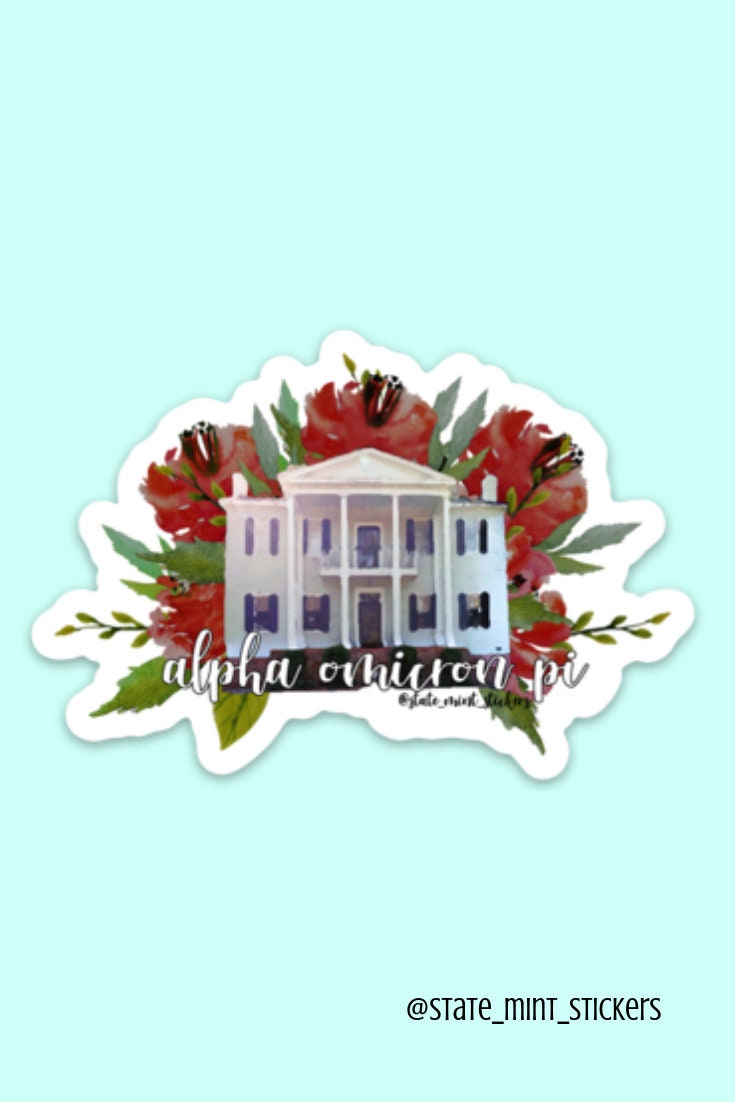 Alpha Omicron Pi GCSU Sorority House Sticker | 3.5"  / Decal |  for Car, Laptop, Mug, Cup, Cooler, Planner